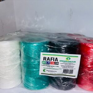 Rafia (Pita) Empaque multicolor 16000 1 lb (227 gr), 4 Colores (blanco, verde, rojo y negro)