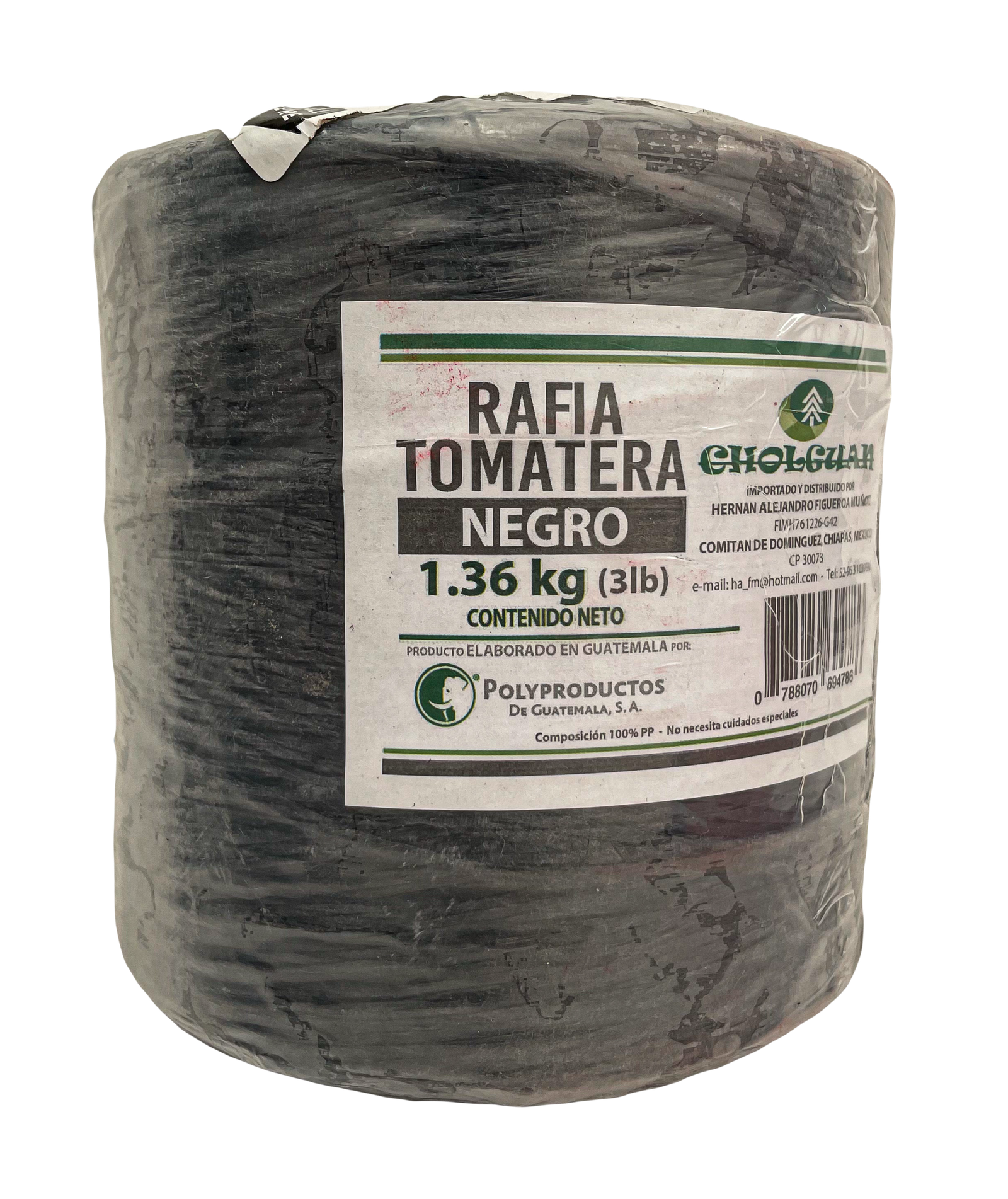 Rafia (pita) Tomatera Color negro Dn 6400 (0.7) 1.36 kg. Empaque termoenpacada