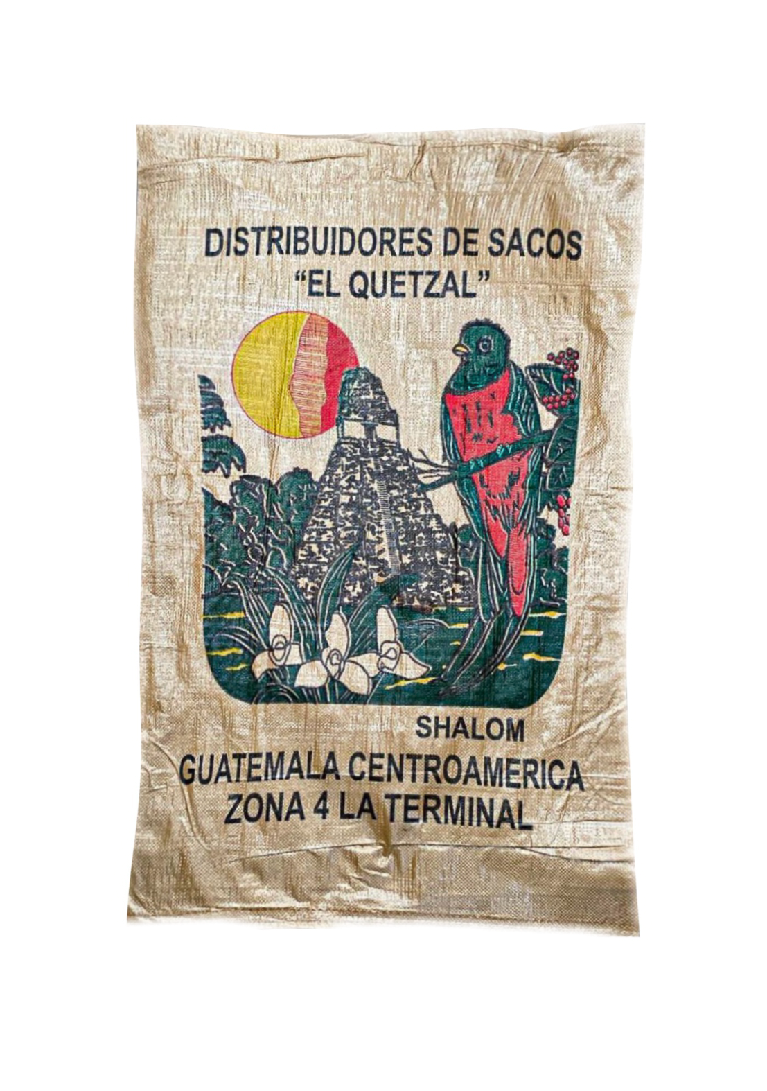 Saco de polipropileno de 28"x44" de 110 gr/por saco, con costura en la boca, color buff y rojo - Image 2