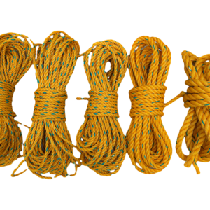 Lazo de polipropileno presentacion de 1 kg, color amarillo. Calibre #6,#8,#10,#13,#16,#19,#25 con guía verde